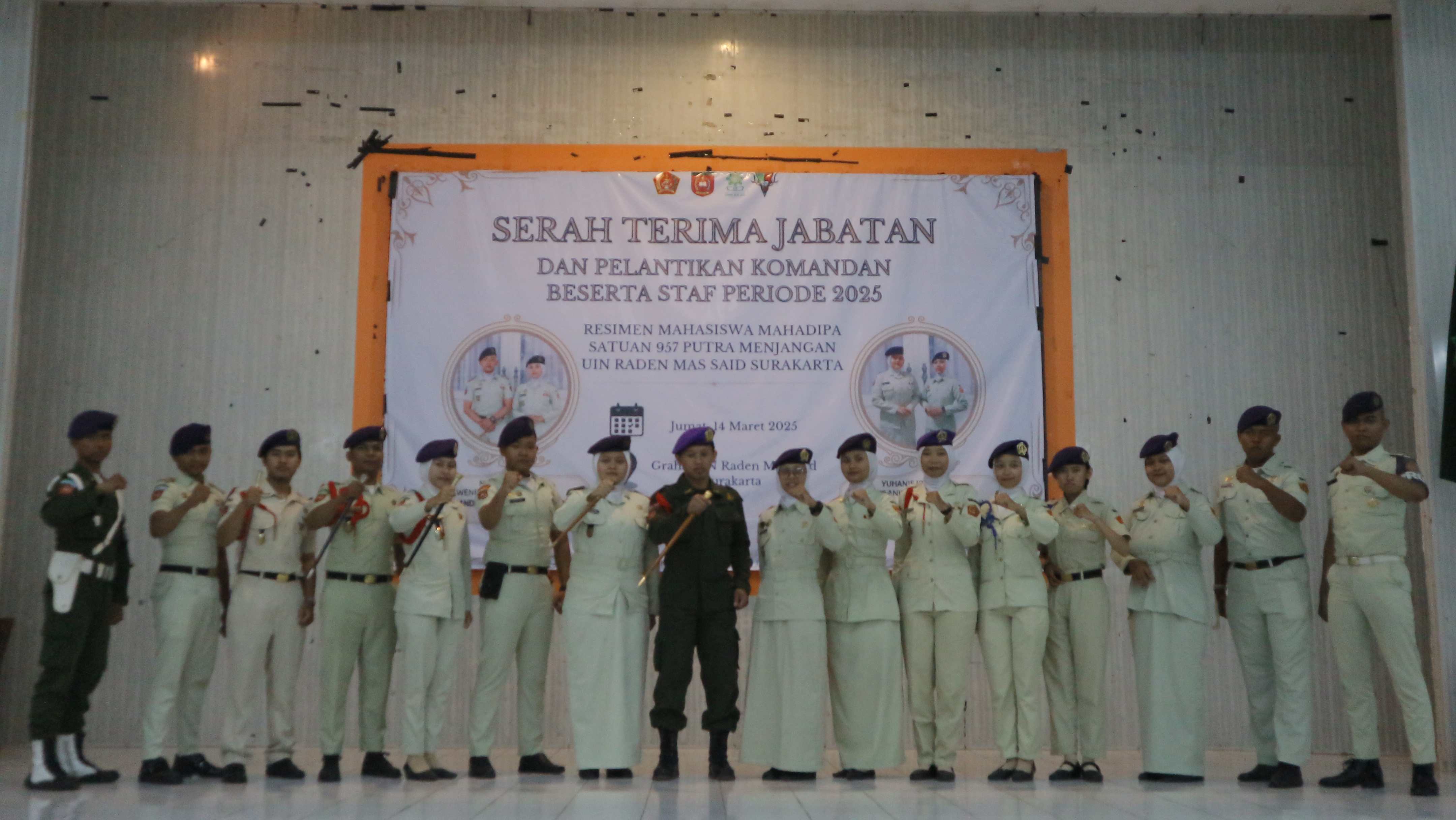 Sertijab Resimen Mahasiswa Satuan 957/Putra Menjangan UIN Raden Mas Said